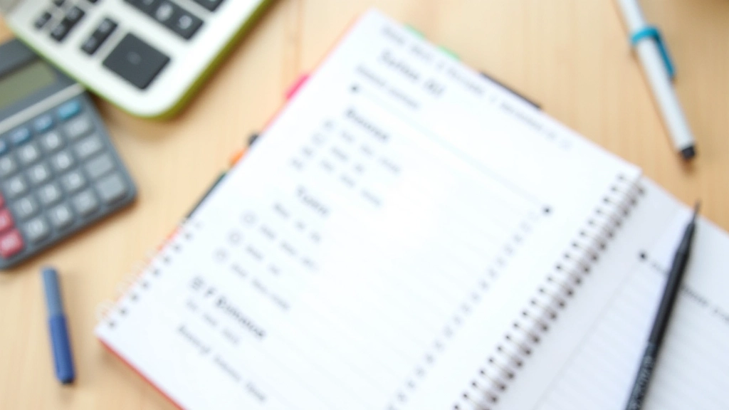 Finanzierungskalender und Budgetplanung auf einem Schreibtisch mit Stiften und Notizblöcken