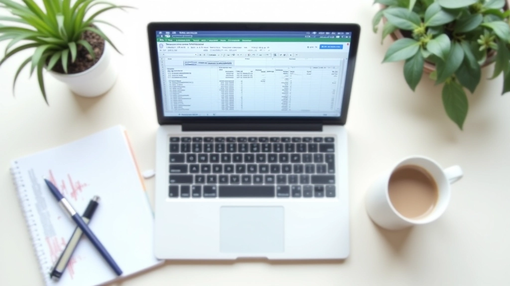 Laptop-Bildschirm zeigt eine Google Sheets Tabelle mit Budget-Kategorien und Balkendiagrammen