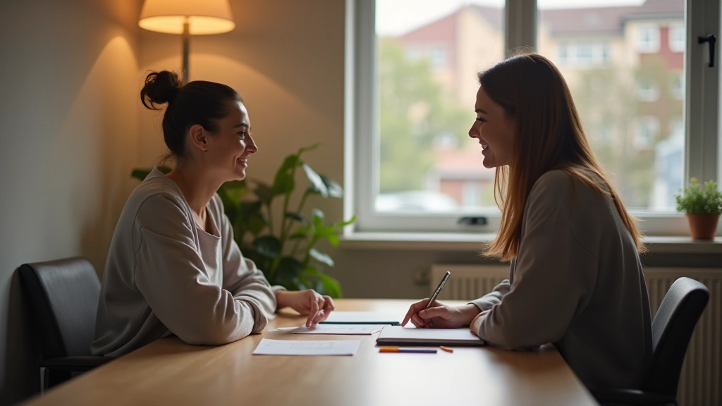 Zwei Menschen sitzen zusammen und besprechen ihre gemeinsame Finanzplanung